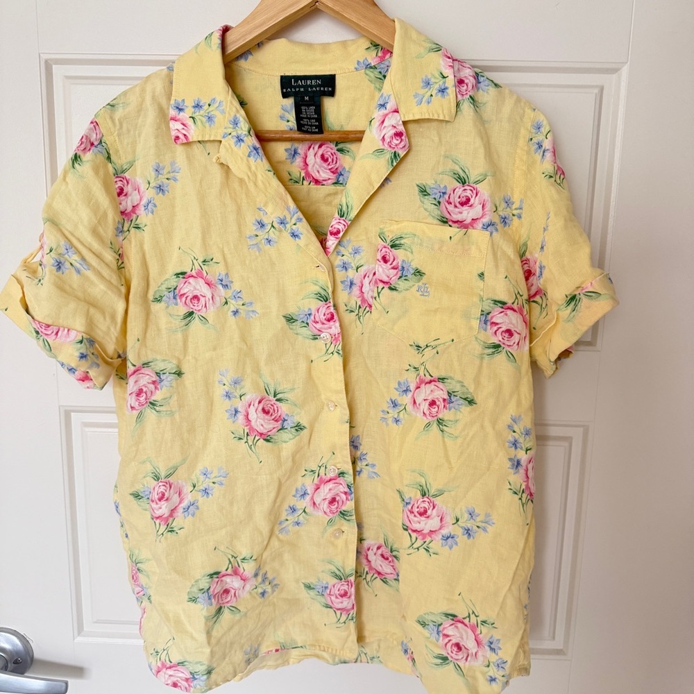 Lauren Ralph Lauren Yellow Floral Button Down Shirt